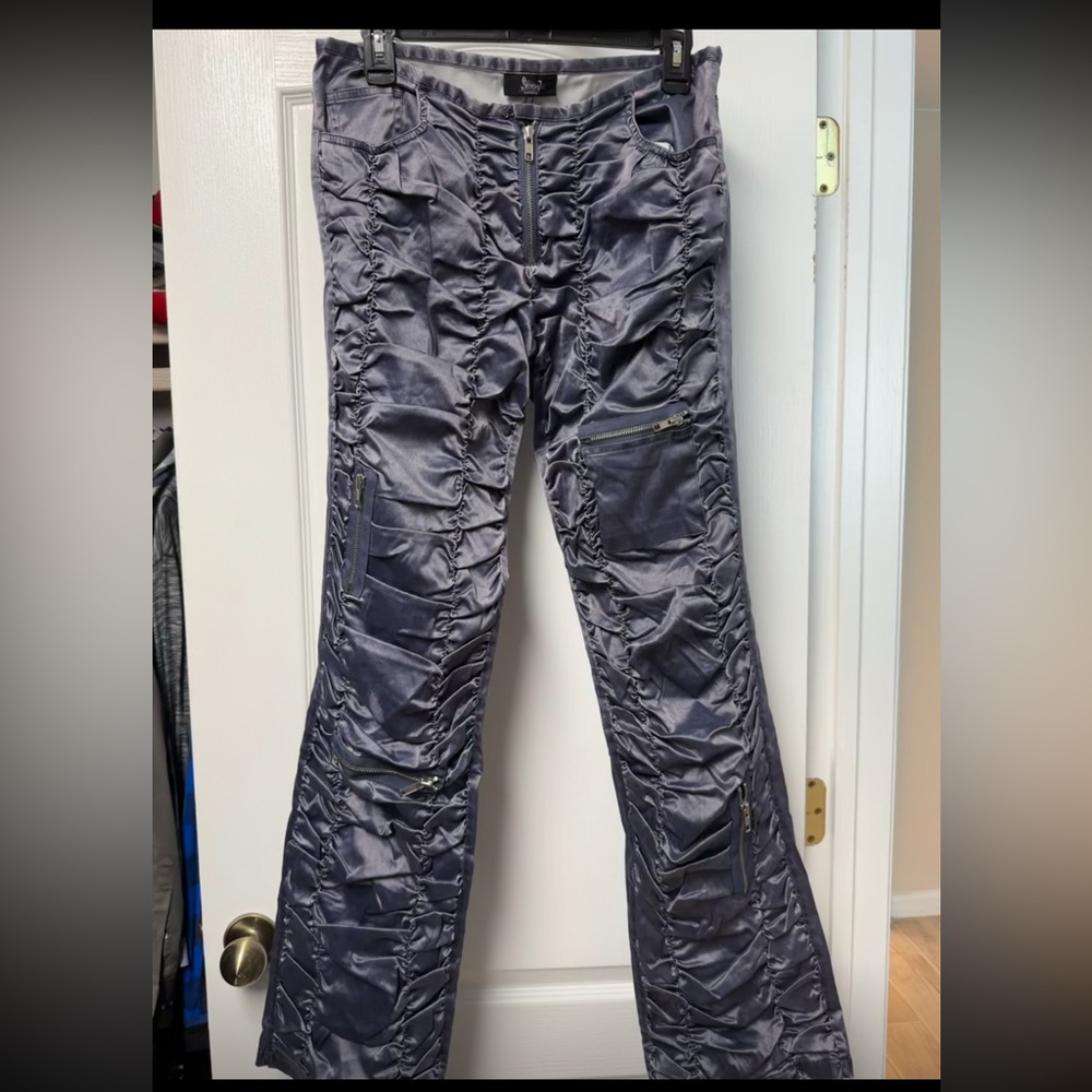 EXPRESS VTG Y2K Seven Shiny Retro Purple Silky Ruffle Pants Size 30
